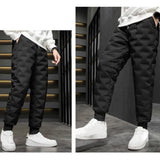 Men Fleece-lined Cotton Pants Thicken Winter Warm Down Pants Men Joggers Sportswear Sweatpants Thermal Down Trousers Streetwear