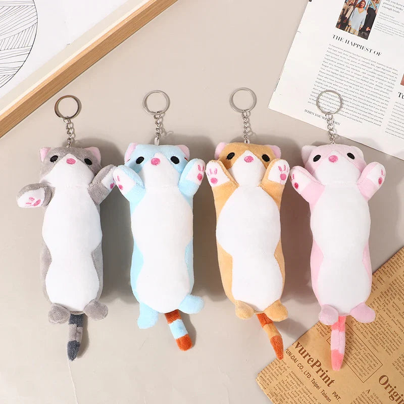 16CM New Long Cat Plush Toy Keychain Cute Cat Doll Bag Pendant Decoration Doll Scratching Machine Brithday Gifts For Girls