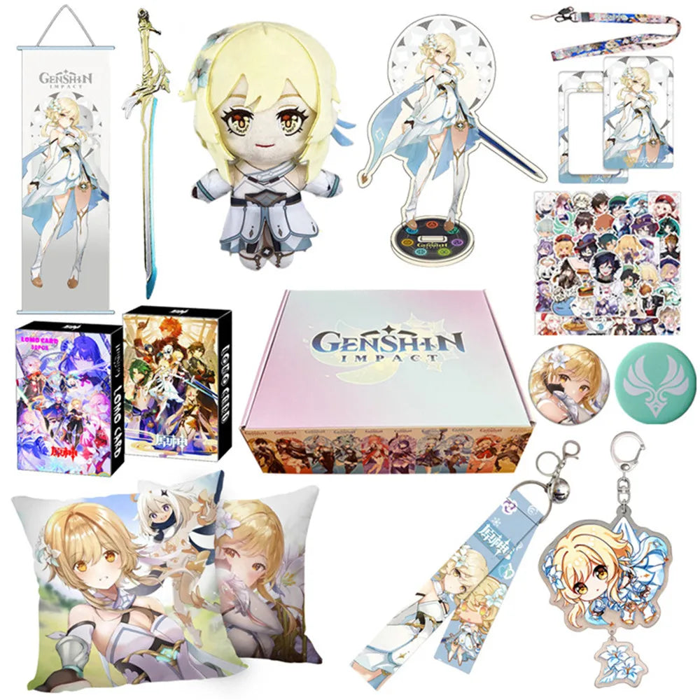 Genshin Impact Xianyun Navia Fontaine Furina Neuvillette Wriothesley Focalors Baizhu Kaveh Gift Box Include Keychain Doll Pillow