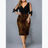 Big Size Clothing 2023 New Summer Loose Woman Slim Dress Sexy V Neck Personalized Sequin Design Plus Size Dress Party Vestidos