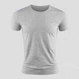 Men's Basic T-shirt Solid Color Short Sleeve Tee Summer Plain Casual Gym Muscle Crew Neck Slim Fit Tops T Shirts Male Clothing