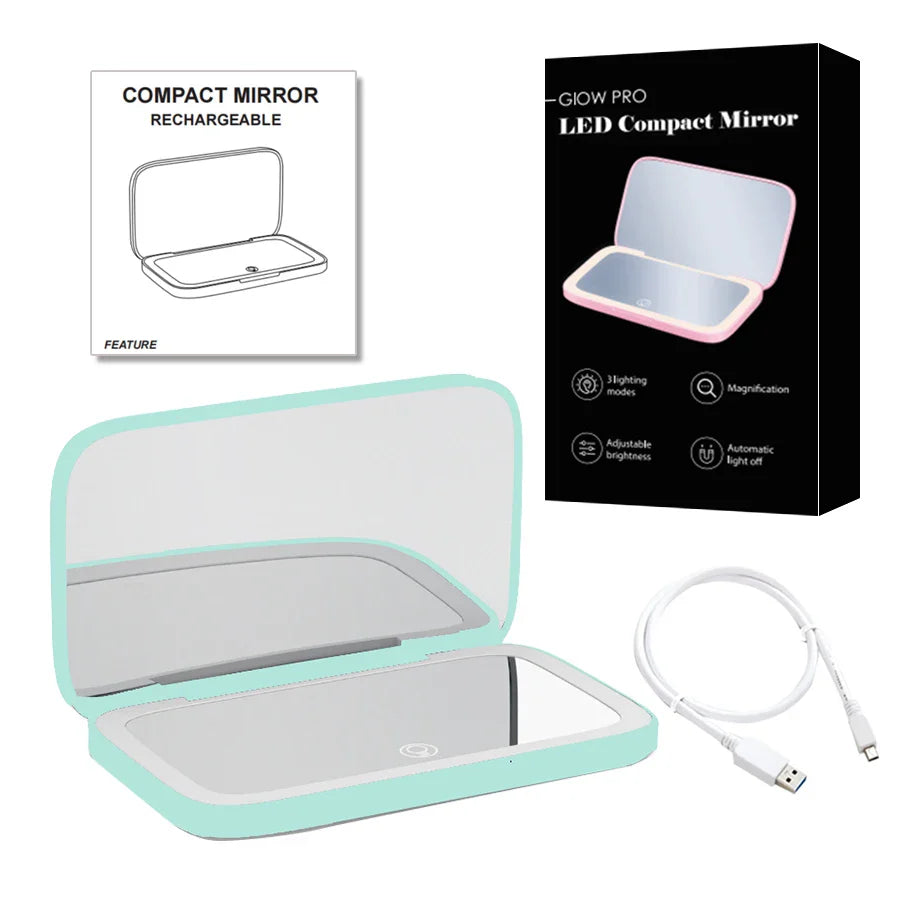 Mini Compact Led Makeup Mirror With Light 5X Magnifying Small Pocket Portable Travel Pink Black Foldable Cosmetic Vanity Mirrors