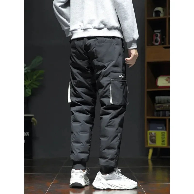 80% White Duck Down Padded Thicken Winter Warm Down Pants Men Joggers Sportswear Sweatpants Thermal Down Trousers