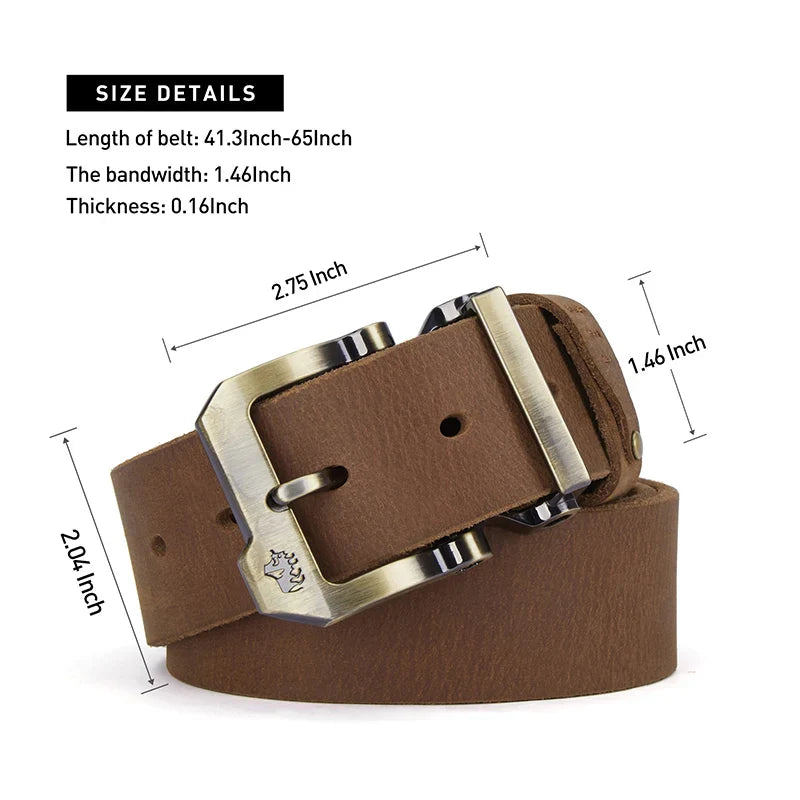 BISONDENIM Men Belt Male High Quality Leather Belt Men Male Genuine Leather Strap Luxury Pin Buckle Fancy Vintage Jeans W71792