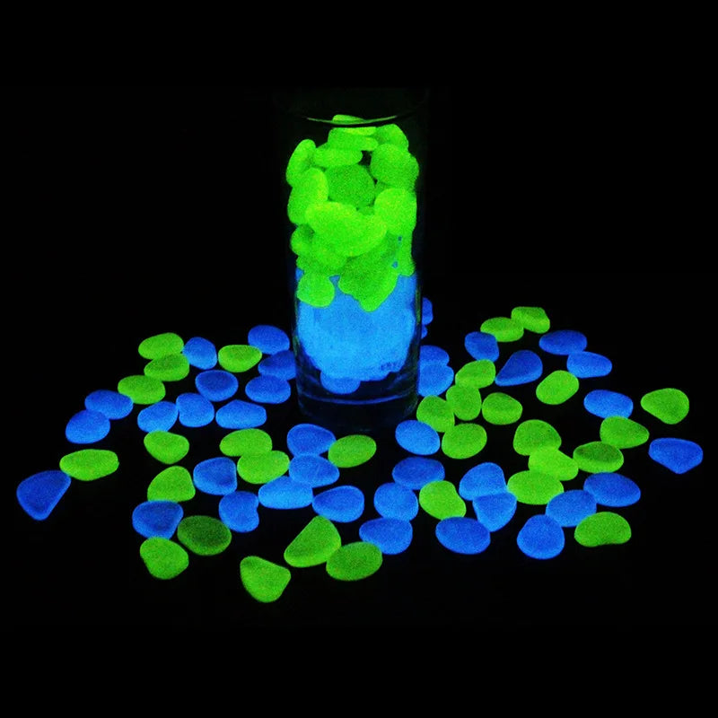 1000/500Pcs Garden Decoration Outdoor Luminous Stones Glow In The Dark Pebbles Aquarium Fish Tank Yard Decor Crystals Rocks Bulk