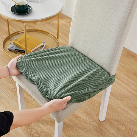 Jacquard Chair Cushion Cover for Elastic Chair Slipcovers for Dining Room Chair Protector Chair Seat Cover for Home Chair Covers