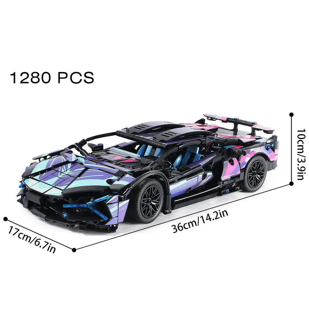 Riceblock Technical 1:14 Racing Sport Car Model Building Blocks Bricks MOC City Vehicle Supercar Adult Toy For Boy Children Gift