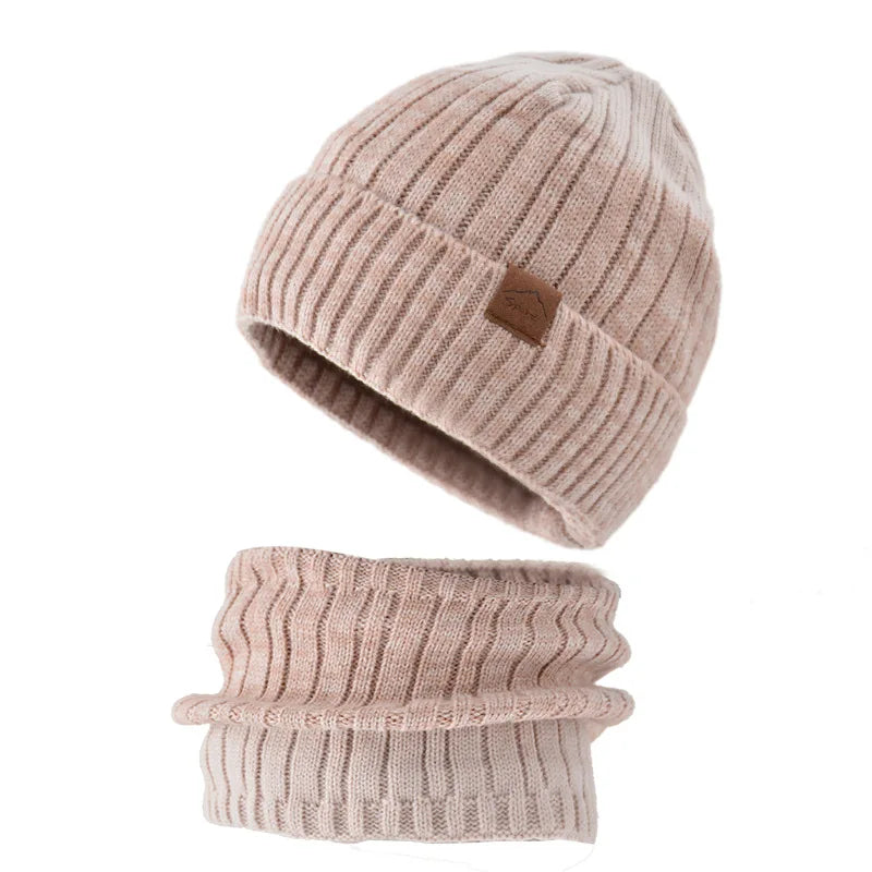 Winter Hat for Men Pullover Hat Scarf Sets Plush Velvet Fleece Lined Women Thick Warm Beanie Hat Balaclav Knitted Hat Caps Male