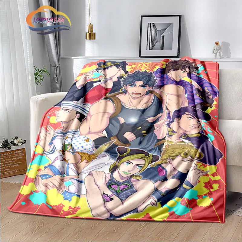 Anime JoJo's Bizarre Adventure Stone Ocean flannel Blanket Throw blanket Warm Sofa bed  children and girls Gift s