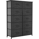 10 Drawers Dresser Fabric Storage Tower Cabinet Bin  Organizer, Black Grey   Organizer Chest