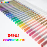 12/24Pcs Colored Gel Pens 0.5mm Fine Point Colorful Japanese Smooth Writing Gel Pen Set for Coloring Drawing Journaling