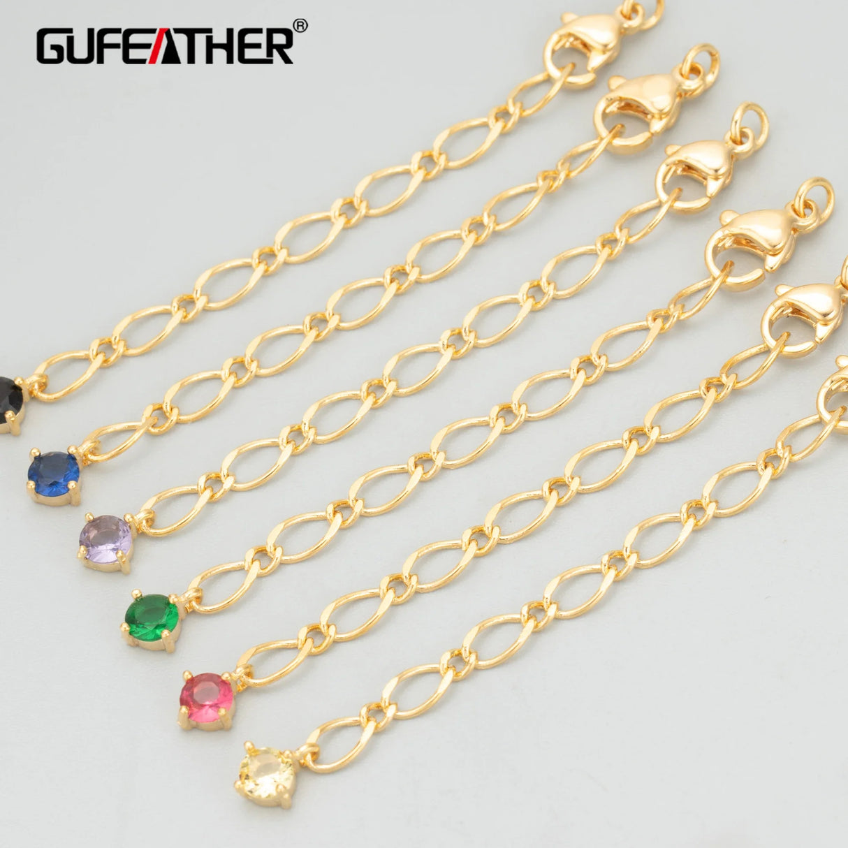 GUFEATHER MC68,jewelry accessories,18k gold rhodium plated,copper,zircon,nickel free,jewelry making,extended chain,10pcs/lot