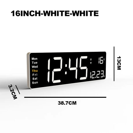 16inch Digital Wall Clock Large LED Alarm Clock Remote Control Date Week Temperature Clock Dual Alarms LED Display Clock