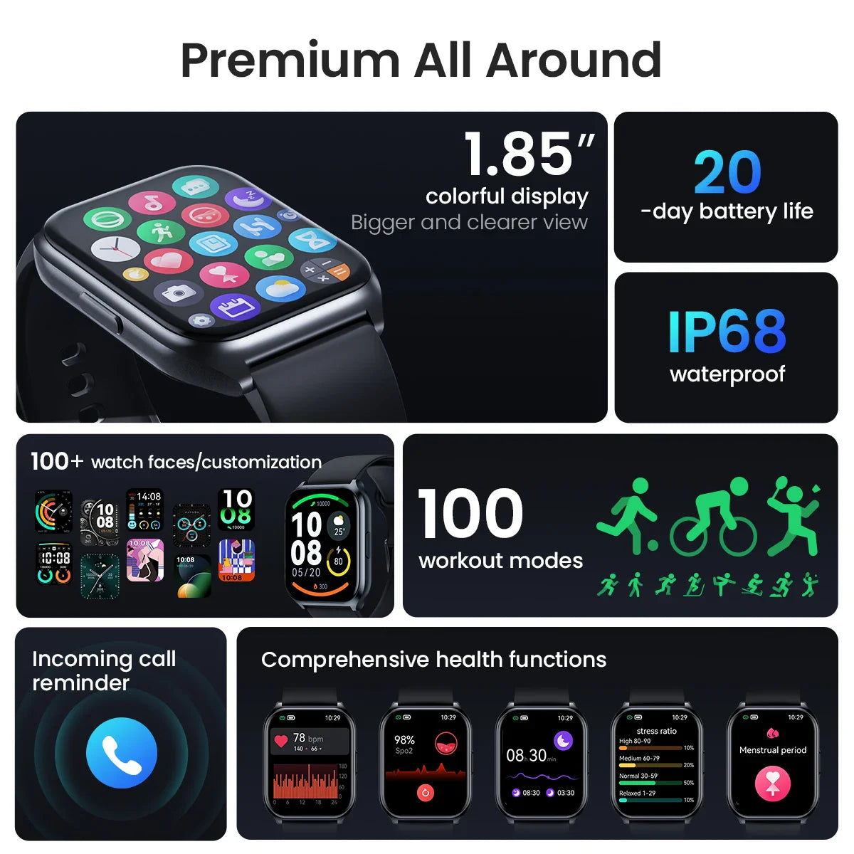 HAYLOU Watch 2 Pro (LS02 Pro) Smart Watch 1.85'' HD Display SpO2 Heart Rate Monitor 100 Workout Modes Smartwatch for Men Women