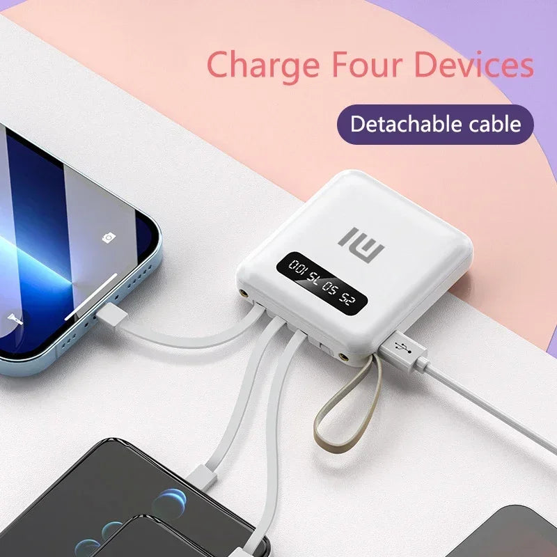 Xiaomi MIJIA Mini Power Bank 20000mAh With 4 Cable Mobile Phone External Battery Charger for iPhone Samsung Huawei Xiaomi NEW