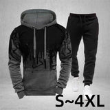 2023 Sportswear Men's casual Hoodie pants 2-piece autumn and winter jogging splash ink long sleeve splash ink sweater suit S-4XL