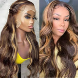 Highlight Wig Human Hair Ombre Brown Lace Front Wig Brazilian Hair Wigs For Women 30 Inch Honey Blonde Body Wave Lace Front Wig