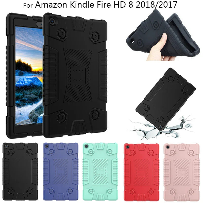 Soft TPU Tablet Case For Amazon Kindle Fire HD 8 HD8 2018 2017 2016 8.0 inch Kids Baby Safe Shockproof Silicone e-Book Case