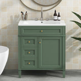 30'' Bathroom Vanity with Top Sink,Bathroom Storage Cabinet with 2 Drawers and a Tip-out Drawer, Single Sink Bathroom Vanity