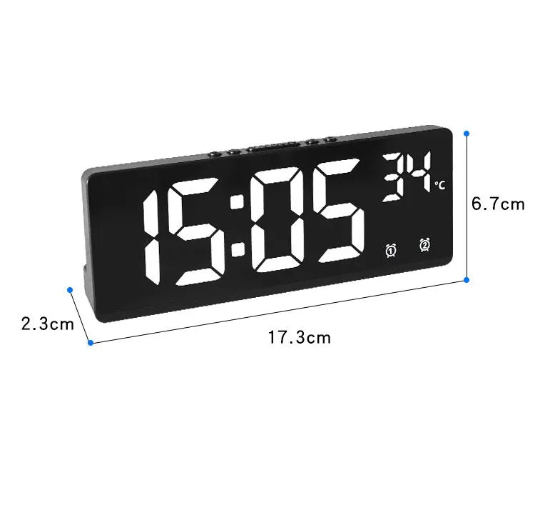 Voice Control Digital Alarm Clock Temperature Dual Alarm Snooze Desktop Table Clock Night Mode 12/24H LED Clock Watch Desk Clock