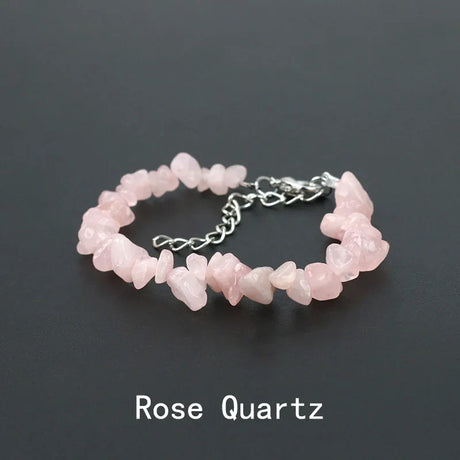 Natural Crystal Gemstone Irregular Energy Stone Bracelet Beads Chips Jewelry Amethys Aquamarine Rose Quartz Bracelets for Women