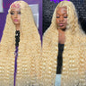 613 Honey Blonde Deep Wave Lace Frontal Wig Brazilian PrePlucked Curly 13x4 13x6 Blonde HD Transparent Lace Front Human Hair Wig