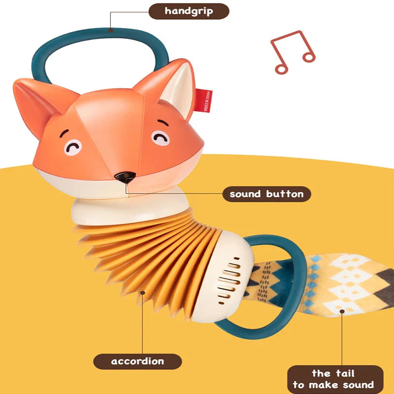 Cartoon Fox Music Accordion Toy Instruments Learning Early Education Interactive Musical Soothe Baby Toys For Children Gifts