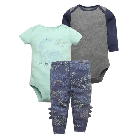 3PCS Baby Bodysuits+Pants Cotton Newborn Baby Boy Clothes Summer Cartton Kids Clothing Sets 0-24 Moth Bebe Jumpsuit