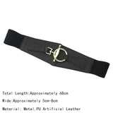 Women Elastic Stretch Waistbands  Female Gold Round Buckle Belts Fashion Wide Waist BeltsLadies Decorative Belt For Dress Coats