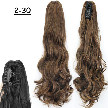 Synthetic Claw Clip On Ponytail Hair Extensions Long Straight 24" Heat Resistant Pony Tail HairPiece BlackBrown Blonde Hairstyle