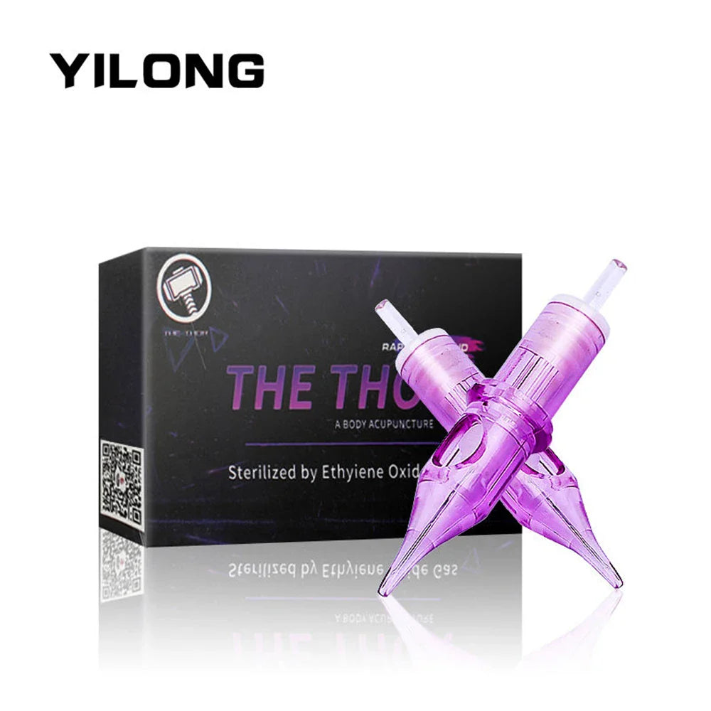 Yilong 10 Piece Cartridge Tattoo Needles Rl Rs Rm M1 Disposable Sterilized Safety Tattoo Needle For Cartridge Machines Grips