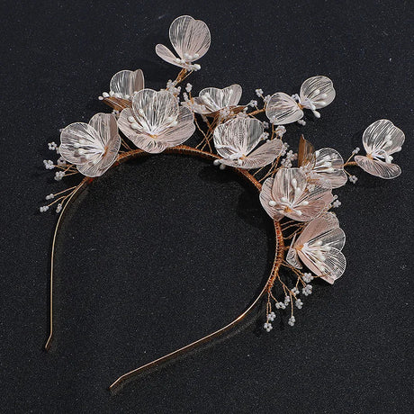 SLBRIDAL Handmade Baroque Copper Flower Pearls Wedding Hair Accessories Bridal Headband Hair Clip Barrettes Set Women Jewelry