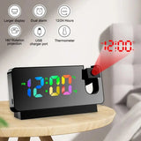 Multifunctional 180° Rotating Projection Creative Alarm Clock, LED Silent Colour Screen, Bedroom Ceiling Projection Gift