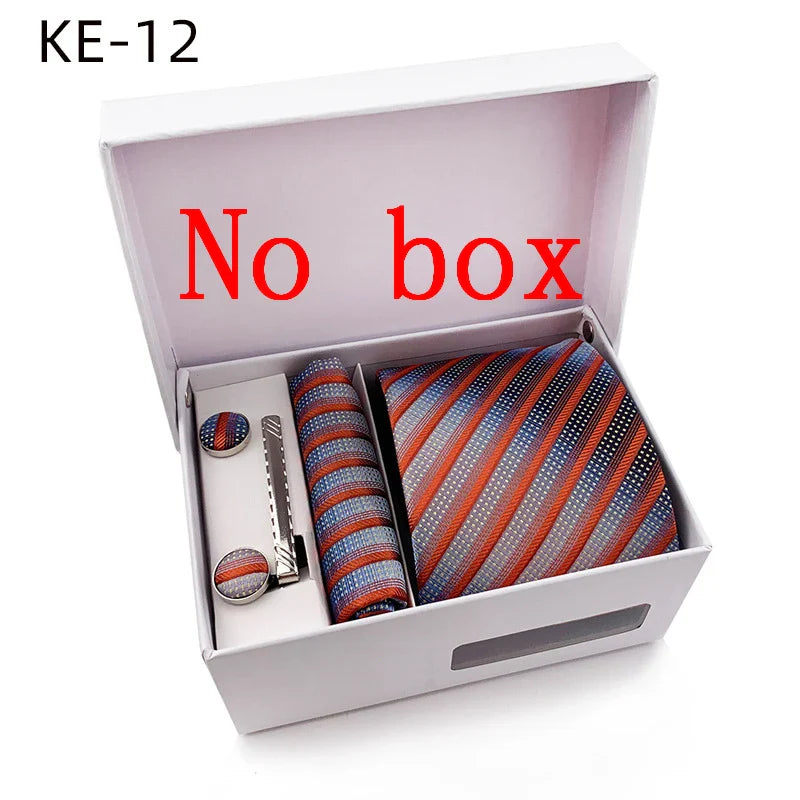 Luxury Tie Set Gift Box For Men Wedding Jacquard Necktie Square Clip Cufflinks Handkerchief Brezo Pour Teal Tie