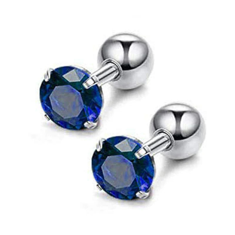 2PCS Small Ear Studs Earrings Cartilage Earrings Colorful Shiny Zircon Titanium Steel Anti-allergic 16G Fashion Jewelry Women