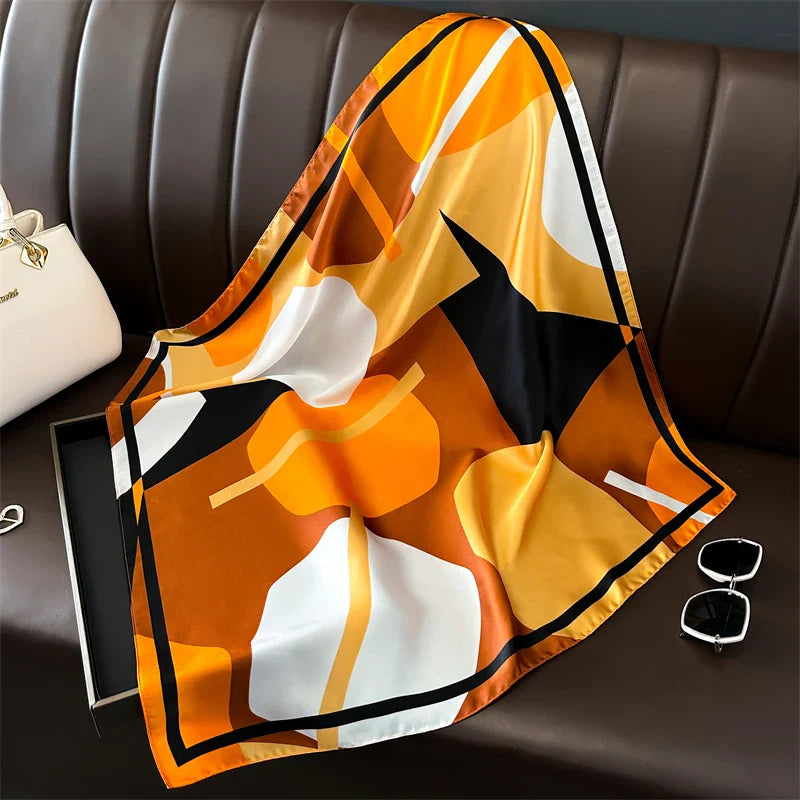 Silk Hair Scarf for Women Fashion Print Shawl Wraps Female Headband Neckerchief 70cm Hand Bag Wrist Foulard Neck Tie Echarpe