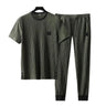 Summer Men Pleated Shirt Pants Two-pieces Set Thin Soft Breathable Tracksuit Casual Sports Suit For Daily Wear