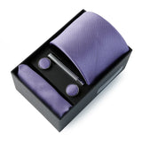 Top Quality Classic Business Ties Hanky Cufflink Clips Set Solid Color Necktie For Men Slim Gravatas Wedding Party In Gift Box