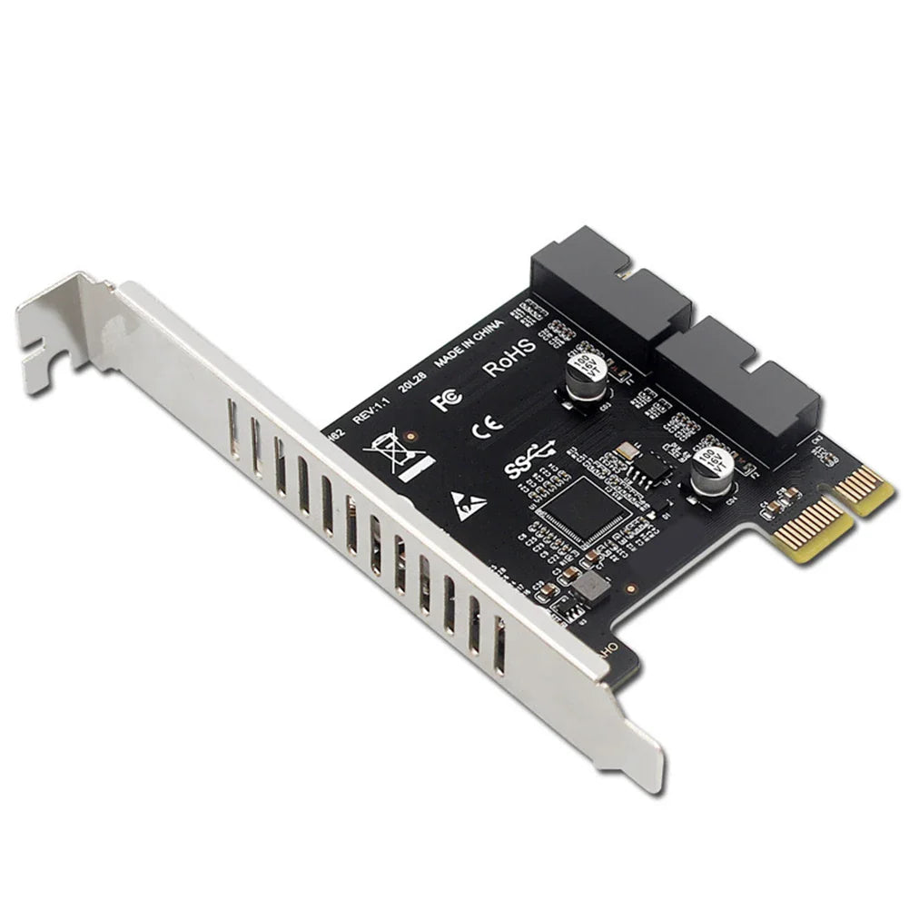 USB 3.0 PCI-E Expansion Card 19Pin 20Pin Header Converter Controller Front Panel PCI Express X1 Extended Card for PC Desktop