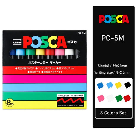 Uni 1PCS Plumones Colores Posca PC-5M Marcadores School Acrylic Paint Markers 예술용품 Rotuladores Rock Painting Marking Art Pens