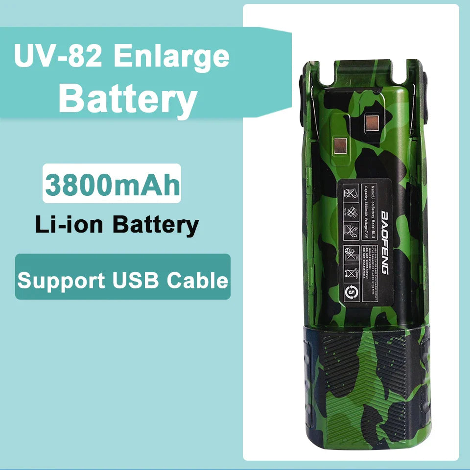 Baofeng UV-82 Battery 2800/3800/4200 mAh Enlarge for Walkie Talkies UV82 Plus UV-8D UV-82WX Original Ham Radios BL-8 Accessories