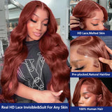 30 32 Inch Brazilian Reddish Brown 13x4 13x6 HD Lace Front Wigs Human Hair Body Wave 250% Glueless Closure Frontal Wig For Women