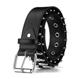 Women Men Waist Belt Punk Bullets Rivet Studded Imitation Leather Belt Hip Hop Rivet Belt for Jeans Black