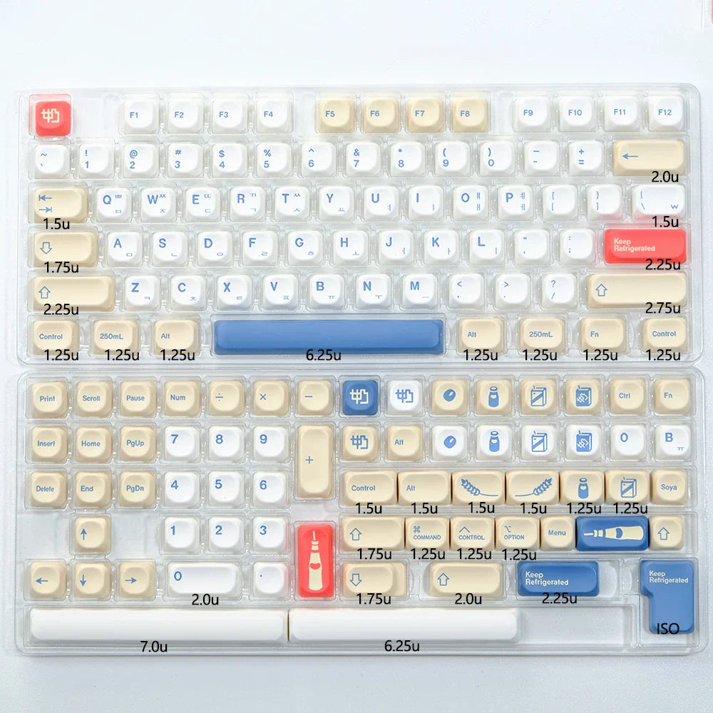 KBDiy KOA Keycaps GMK Soymilk 140 Keys PBT Keycap Similar MOA Japanese Korean Russian Keycap 7u MAC ISO For Mechanical Keyboard