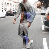 Fashion Men T-shirt Tracksuit Sets Casual 3D Print Outfit Jogging Sportwear Long Sleeve Shirt Trousers Suit Oversize Clothes