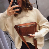 Women's Waist Bag Leather Fanny Pack Zipper Crocodile Skin Chest Pack Large Capacity Banana Bags Fashion Female Belt Bag Wallet