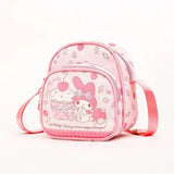 Sanrioed Cartoon Hello Kitty Melody Kulomi Messenger Bag Anime Cute Cat Casual Small Round Bag Kawaii Toy Girls Birthday Gift