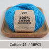 QJH 10PCS 100% Organic Cotton Yarn Pure/Mixed Color Yarn, Knitting Yarn - Crochet Yarn Soft 10 Strands Hank Yarn Machine Washabl