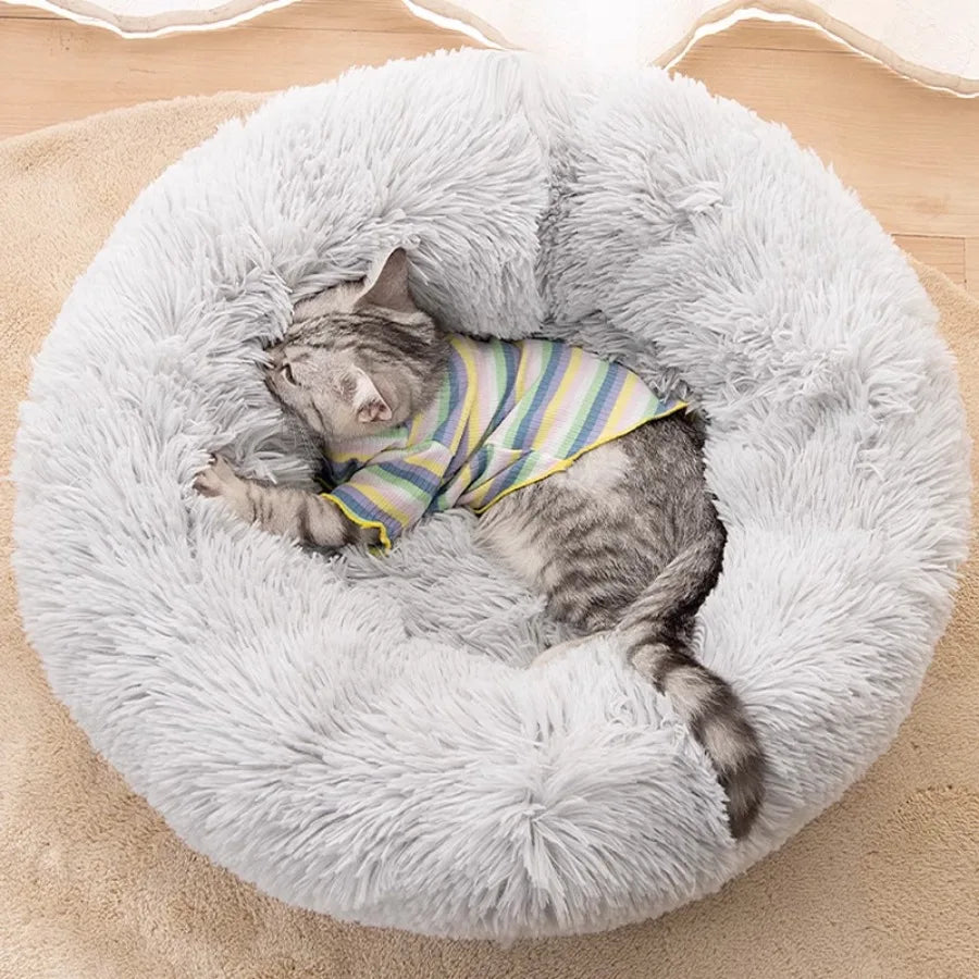 Round Warm Small Sleeping Cats Nest Blankets Habitats Cushions Dog Snuffle Mat Fluffy Light Weight Cama Para Gatos Pet Supplies