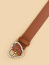 Women's New All Seasons Hot Heart-Shaped Diamond Buckle Head Belt Fashion Match Any Clothing Belt